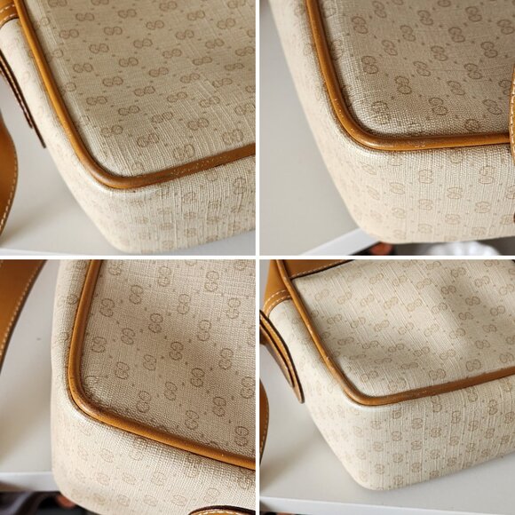 RARE Authentic Gucci Cream/Caramel Microguccisima Vintage Monogram Crossbody Bag - Picture 8 of 14